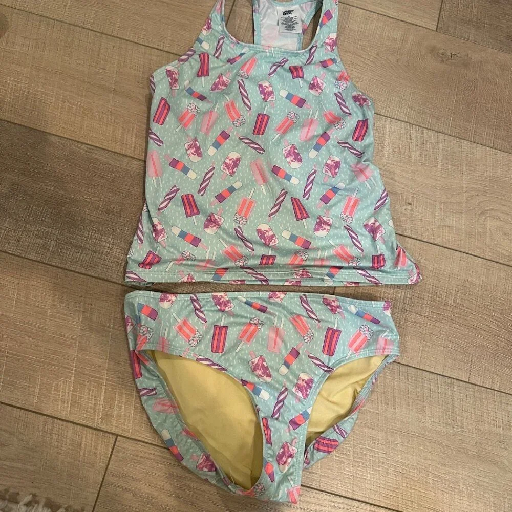 LANDS END GIRLS SIZE 14 2 PIECE TANKINI SWIM SUIT ICE CREAM POPSICLES